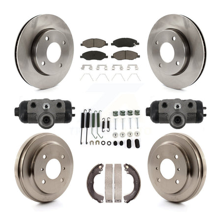 Front Rear Brake Rotors Ceramic Pad & Drum Kit (9Pc) For Nissan Versa Without 4 Wheel ABS K8C-104824