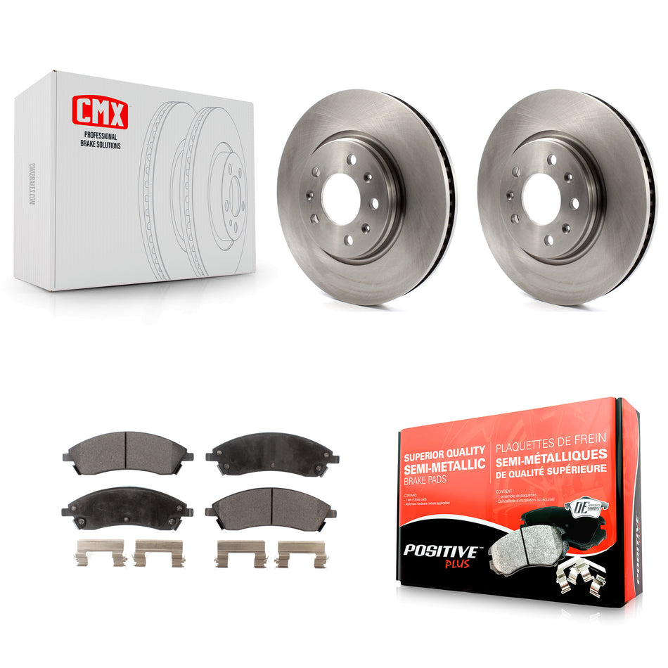 Front Disc Brake Rotors And Semi-Metallic Pads Kit For 2006-2007 Cadillac CTS Base With Sport Suspension 303mm Diameter Rotor K8F-100030