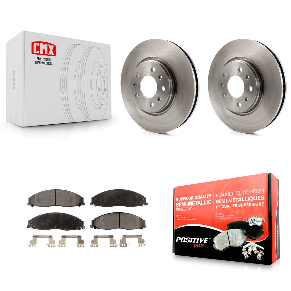 Front Disc Brake Rotors And Semi-Metallic Pads Kit For Cadillac CTS STS K8F-100032