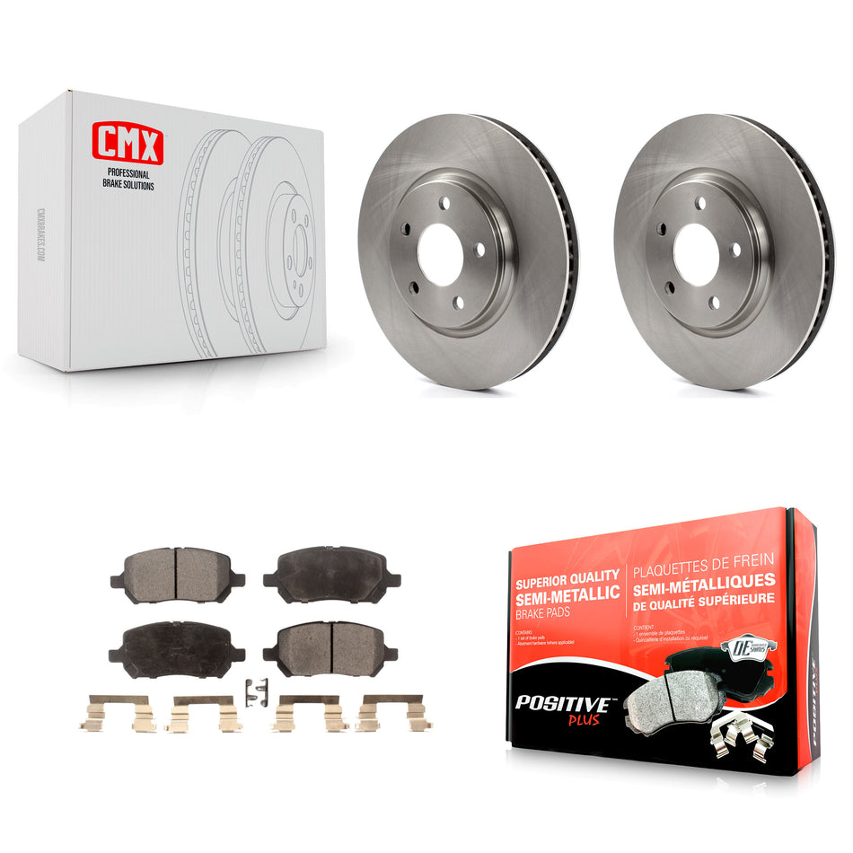 Front Disc Brake Rotors And Semi-Metallic Pads Kit For 2010 Pontiac G5 With Rear Brakes K8F-100037