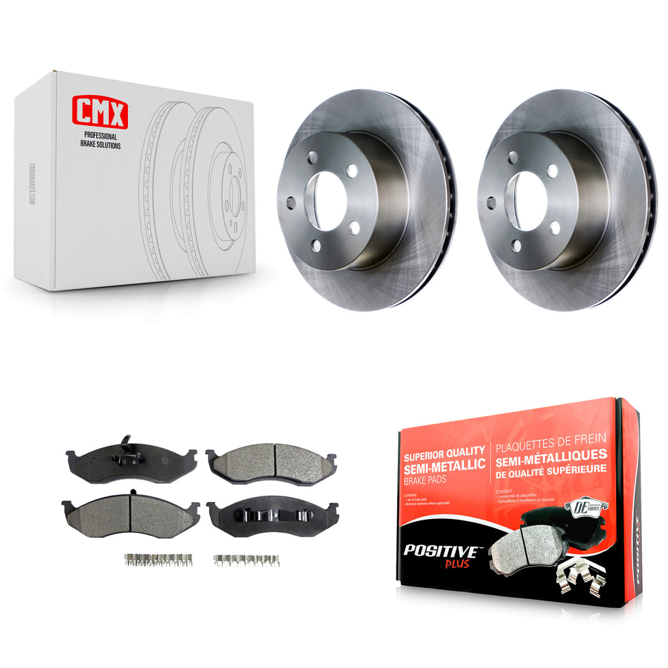 Front Disc Brake Rotors And Semi-Metallic Pads Kit For Jeep Wrangler Cherokee Grand Comanche Wagoneer TJ K8F-100179