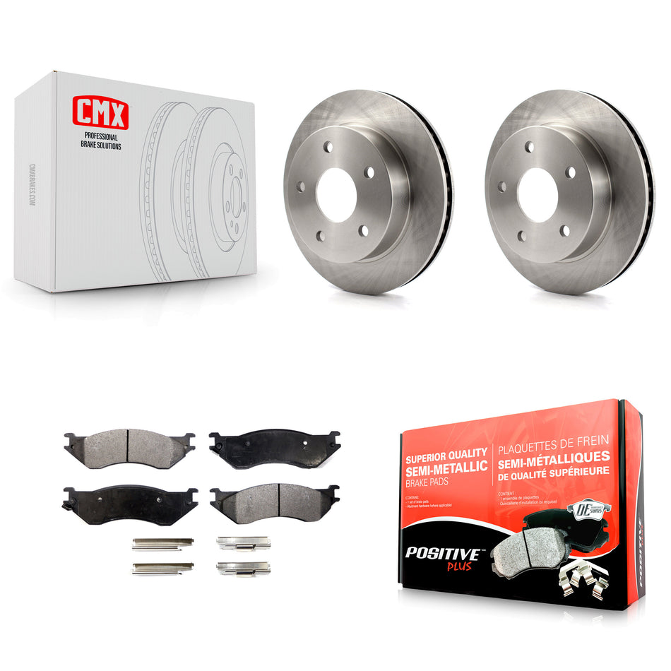 Front Disc Brake Rotors And Semi-Metallic Pads Kit For 2000-2001 Dodge Ram 1500 4WD K8F-100196