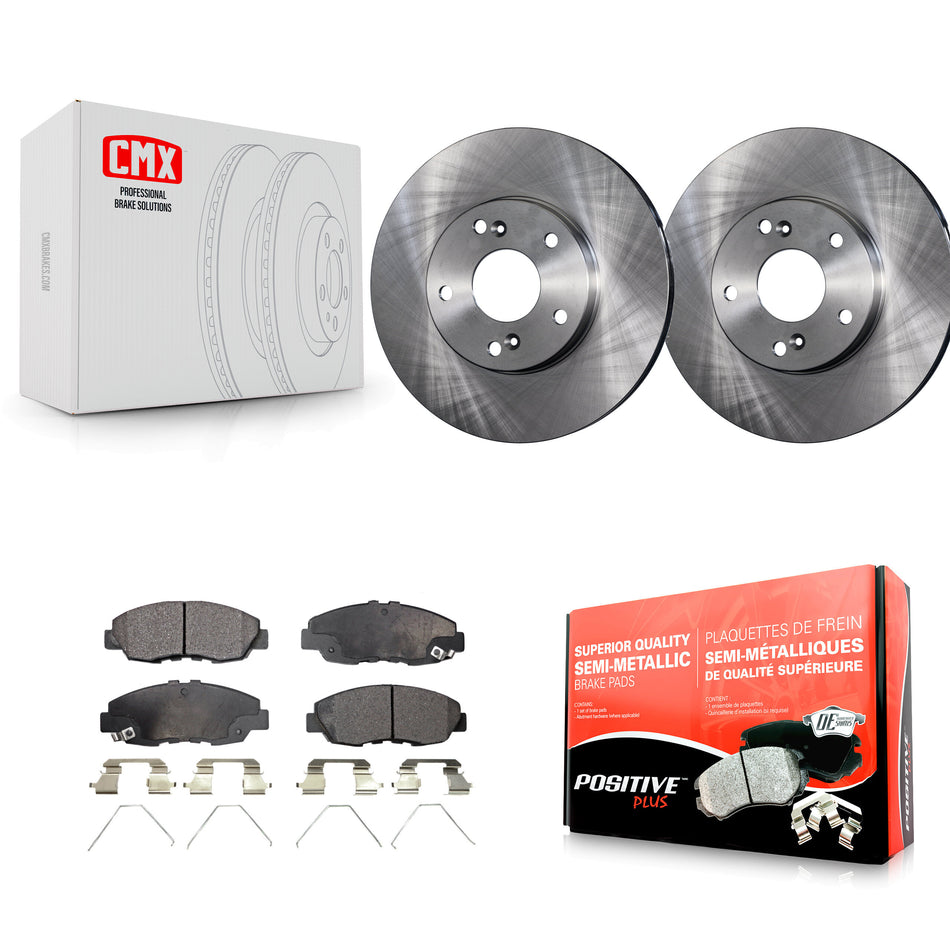 Front Disc Brake Rotors And Semi-Metallic Pads Kit For 2014-2015 Honda Civic Touring K8F-100299