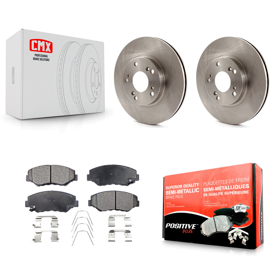 Front Disc Brake Rotors And Semi-Metallic Pads Kit For 2002-2004 Honda CR-V K8F-100359
