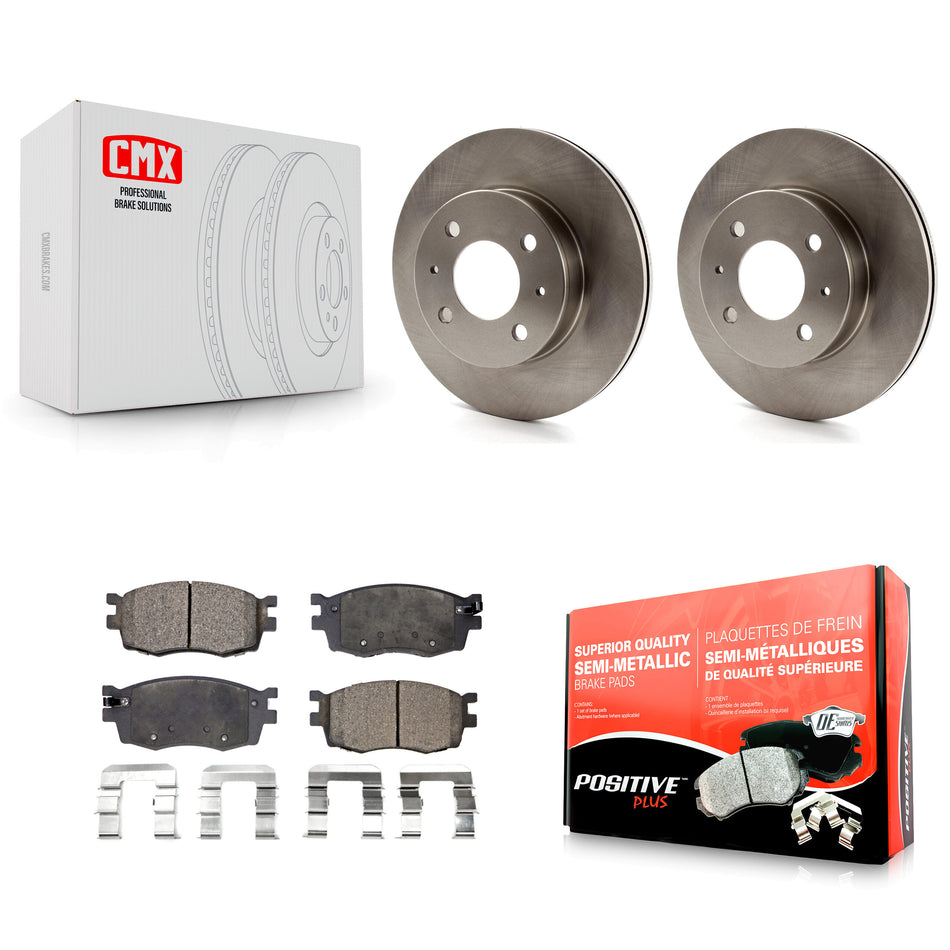Front Disc Brake Rotors And Semi-Metallic Pads Kit For 2006 Hyundai Accent Hatchback K8F-100391