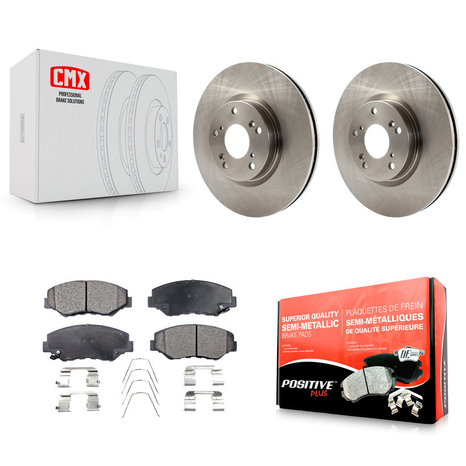 Front Disc Brake Rotors And Semi-Metallic Pads Kit For Honda Civic CR-V Acura ILX K8F-100415