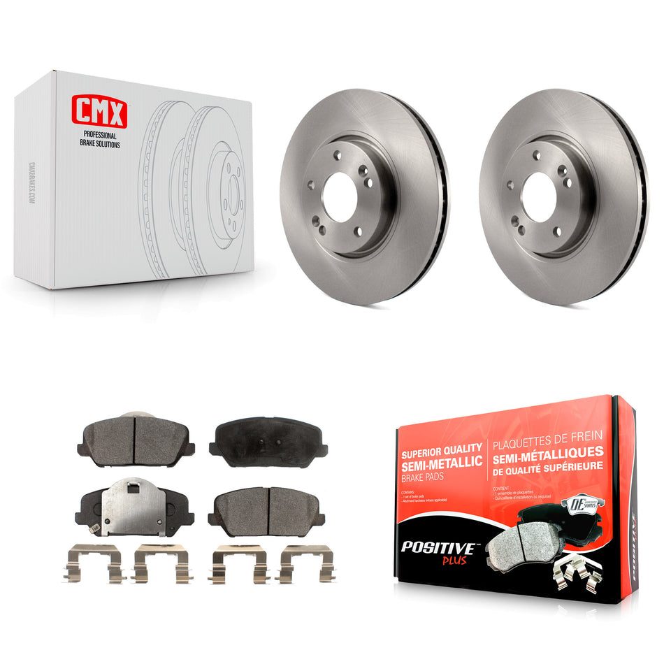 Front Disc Brake Rotors And Semi-Metallic Pads Kit For Kia Forte Forte5 Koup K8F-100456