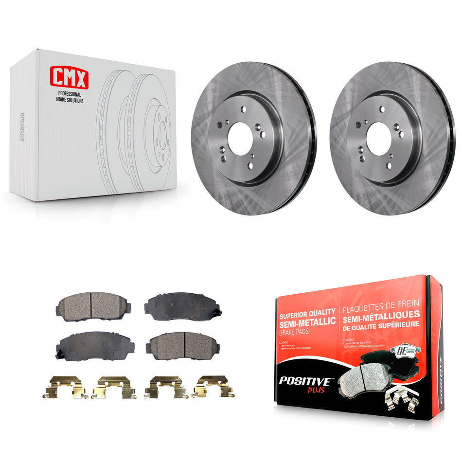 Front Disc Brake Rotors And Semi-Metallic Pads Kit For Honda CR-V Acura RDX Accord Crosstour K8F-100479