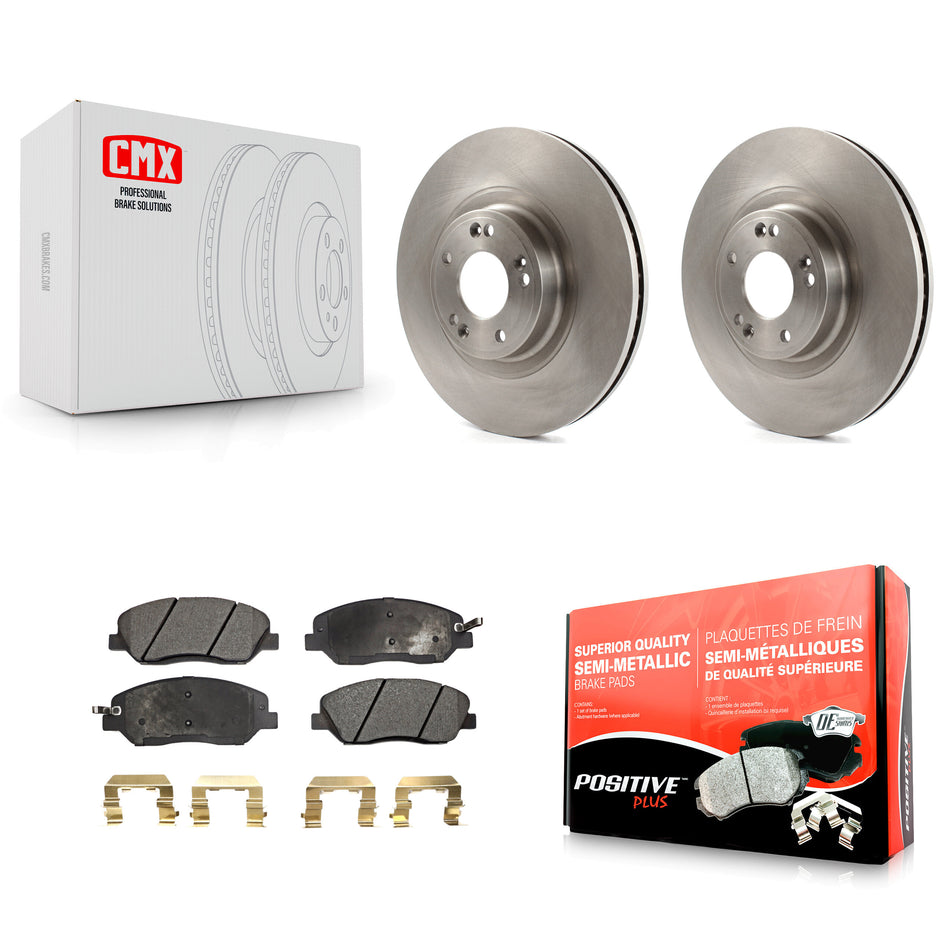 Front Disc Brake Rotors And Semi-Metallic Pads Kit For 2012 Hyundai Genesis 3.8L K8F-100545