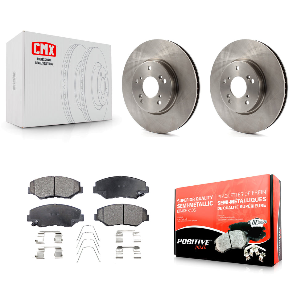 Front Disc Brake Rotors And Semi-Metallic Pads Kit For 2015 Honda Civic EX with Manual transmission K8F-100612