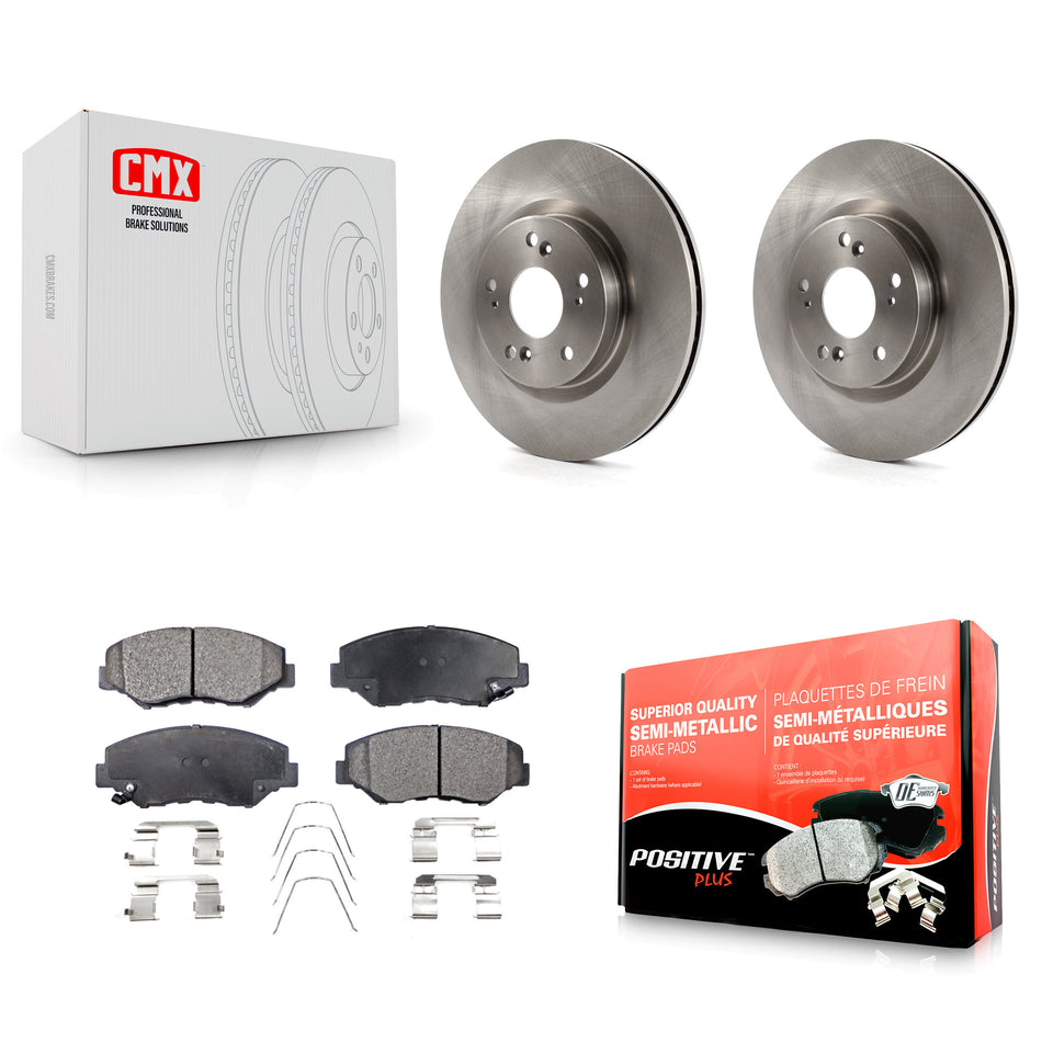 Front Disc Brake Rotors And Semi-Metallic Pads Kit For 2012-2016 Honda CR-V FWD K8F-100613