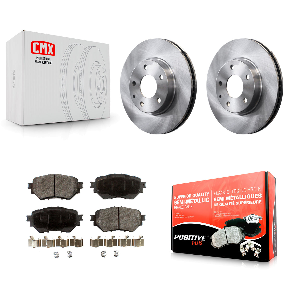 Front Disc Brake Rotors And Semi-Metallic Pads Kit For 2014-2018 Mazda 3 Sport K8F-100628