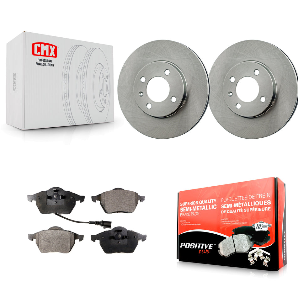 Front Disc Brake Rotors And Semi-Metallic Pads Kit For 1996-1998 Volkswagen Jetta 2.8L With 256mm Diameter Rotor K8F-100645