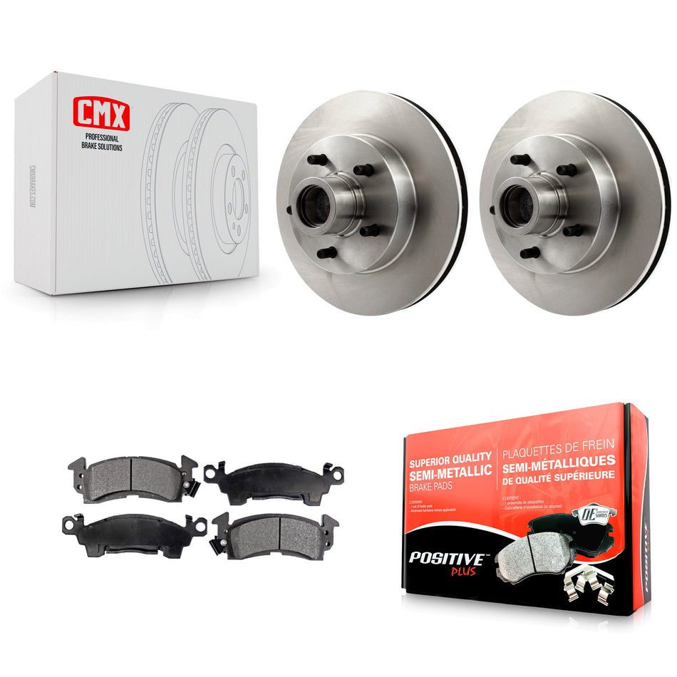 Front Brake Rotors & Semi-Metallic Pad Kit For Chevrolet C10 G20 GMC Cadillac C1500 G2500 Fleetwood R10 Brougham K5 Blazer R1500 Suburban G10 DeVille G1500 Commercial Chassis K8F-100654