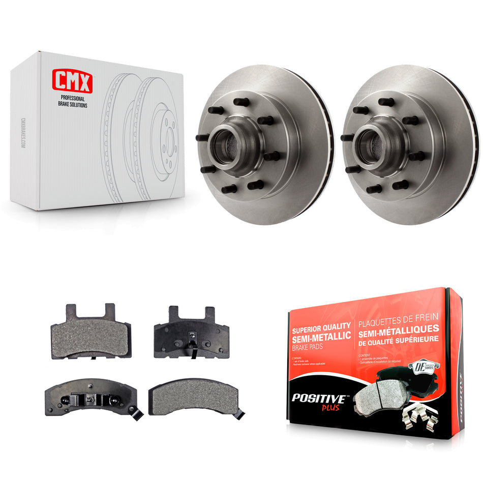 Front Disc Brake Rotors Hub Assembly And Semi-Metallic Pads Kit For Chevrolet Tahoe GMC C2500 Express 3500 C3500 C1500 Suburban 2500 Savana Yukon K8F-100660