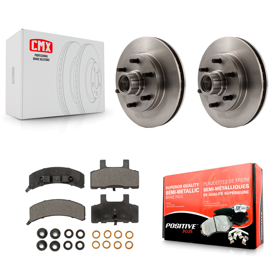 Front Disc Brake Rotors Hub Assembly And Semi-Metallic Pads Kit For Chevrolet C2500 Express 2500 GMC Savana K8F-100661