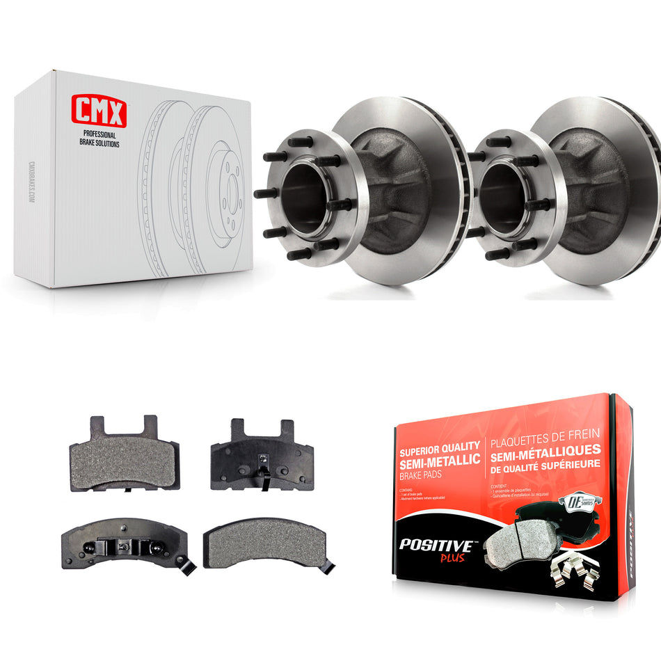 Front Disc Brake Rotors Hub Assembly And Semi-Metallic Pads Kit For Chevrolet Express 3500 C3500 GMC Savana C35 K8F-100662