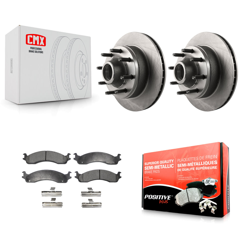 Front Disc Brake Rotors Hub Assembly And Semi-Metallic Pads Kit For Ford E-350 Super Duty E-250 Econoline F-250 HD Club Wagon E-450 K8F-100671