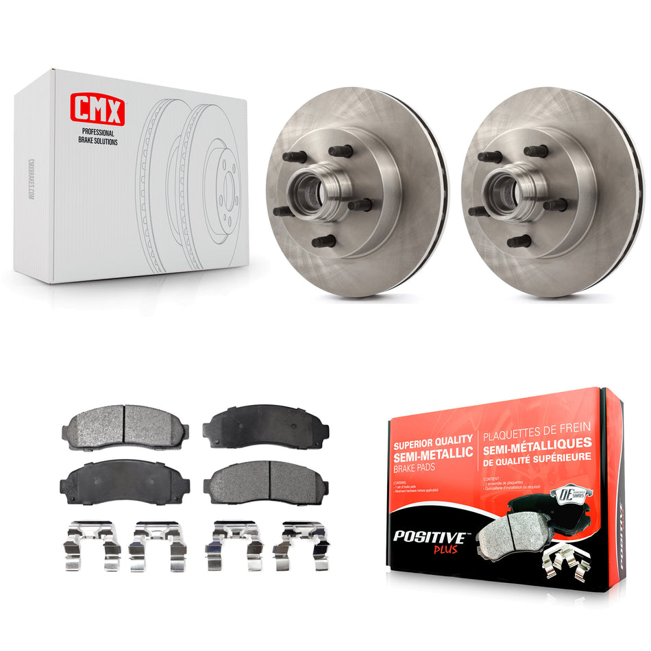 Front Disc Brake Rotors Hub Assembly And Semi-Metallic Pads Kit For Mazda B2300 B3000 B4000 With 10.25" Diameter Rotor K8F-100682