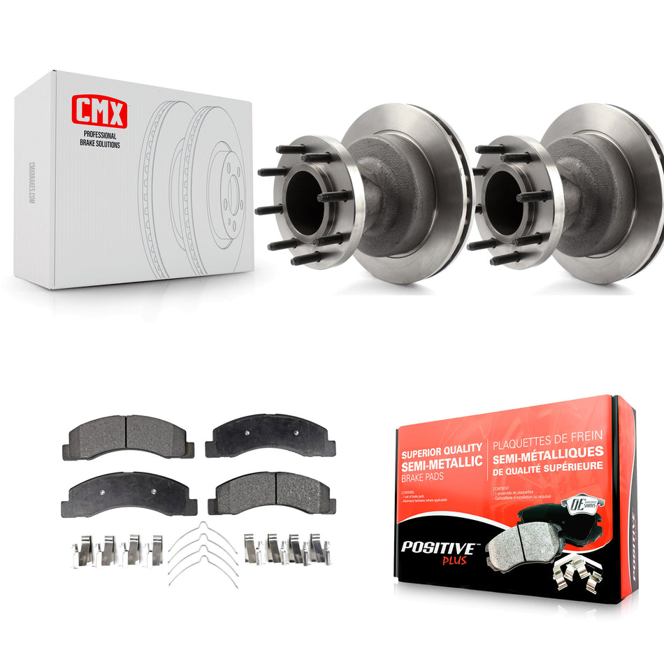 Front Disc Brake Rotors Hub Assembly And Semi-Metallic Pads Kit For Ford F-350 Super Duty K8F-100683