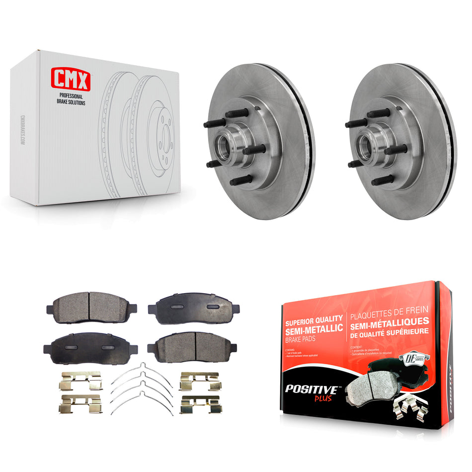 Front Disc Brake Rotors Hub Assembly And Semi-Metallic Pads Kit For 2004 Ford F-150 RWD With 5 Lug Wheels K8F-100687
