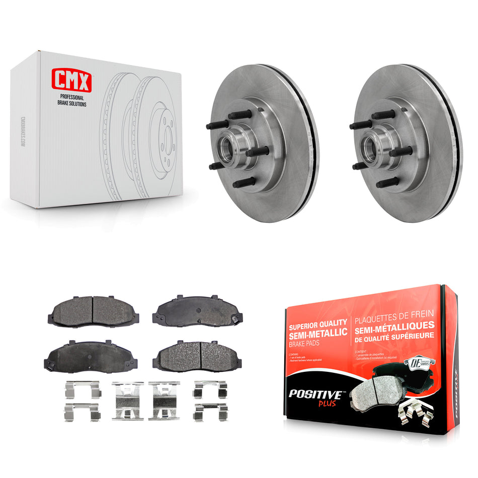 Front Disc Brake Rotors Hub Assembly And Semi-Metallic Pads Kit For 2002-2003 Lincoln Blackwood K8F-100688