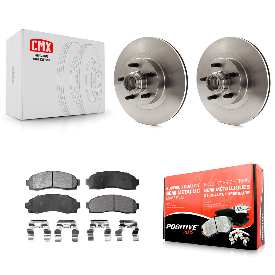 Front Disc Brake Rotors Hub Assembly And Semi-Metallic Pads Kit For Ford Explorer Sport Trac RWD K8F-100690