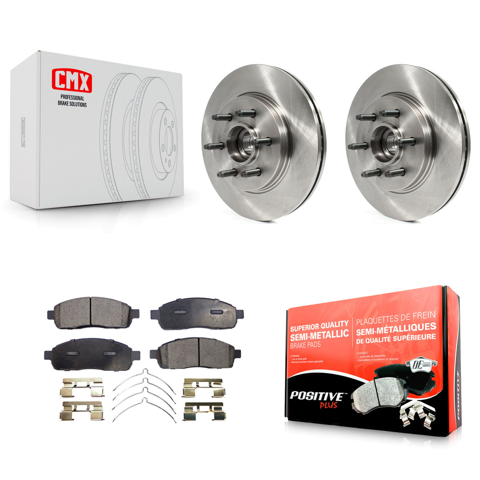 Front Disc Brake Rotors Hub Assembly And Semi-Metallic Pads Kit For Ford F-150 Lincoln Mark LT With 6 Lug Wheels RWD K8F-100691