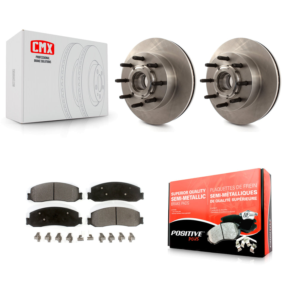 Front Disc Brake Rotors Hub Assembly And Semi-Metallic Pads Kit For Ford F-250 Super Duty F-350 With Single Rear Wheels RWD K8F-100702