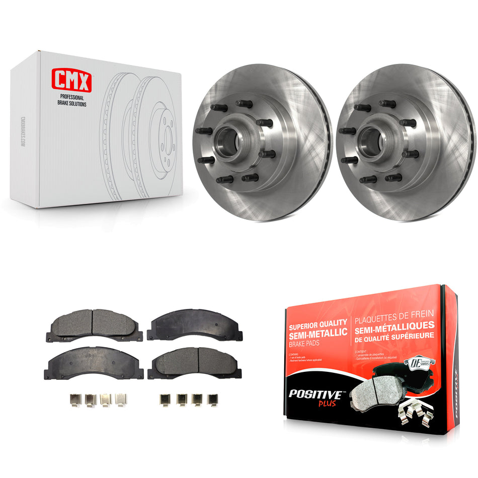 Front Disc Brake Rotors Hub Assembly And Semi-Metallic Pads Kit For Ford E-350 Super Duty E-250 E-150 E-450 Econoline K8F-100705