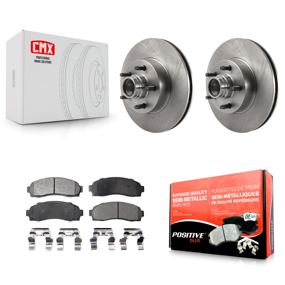 Front Disc Brake Rotors Hub Assembly And Semi-Metallic Pads Kit For 2010-2011 Ford Ranger RWD K8F-100706