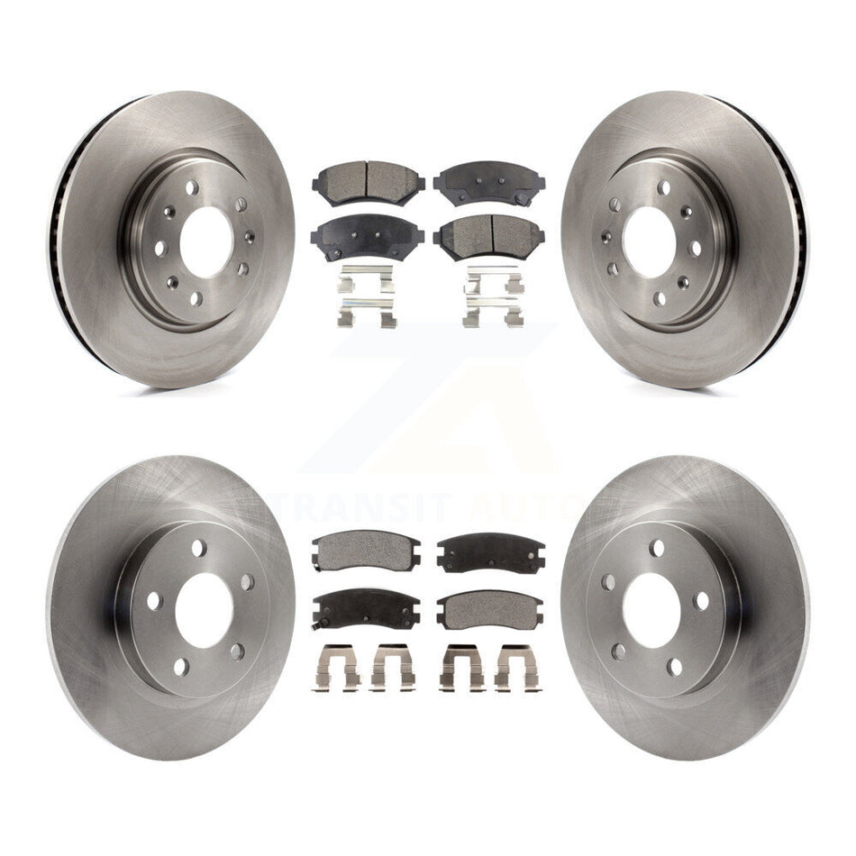 Front Rear Disc Brake Rotors And Semi-Metallic Pads Kit For 2003-2004 Cadillac Seville With Solid Rotor K8F-100755