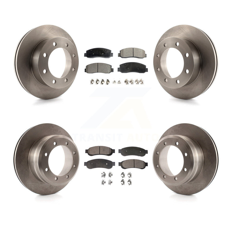 Front Rear Disc Brake Rotors And Semi-Metallic Pads Kit For 2005-2007 Ford F-350 Super Duty 4WD With Dual Wheels K8F-100879