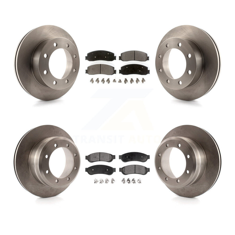 Front Rear Disc Brake Rotors And Semi-Metallic Pads Kit For 2011 Ford F-350 Super Duty 4WD With Dual Wheels K8F-100882