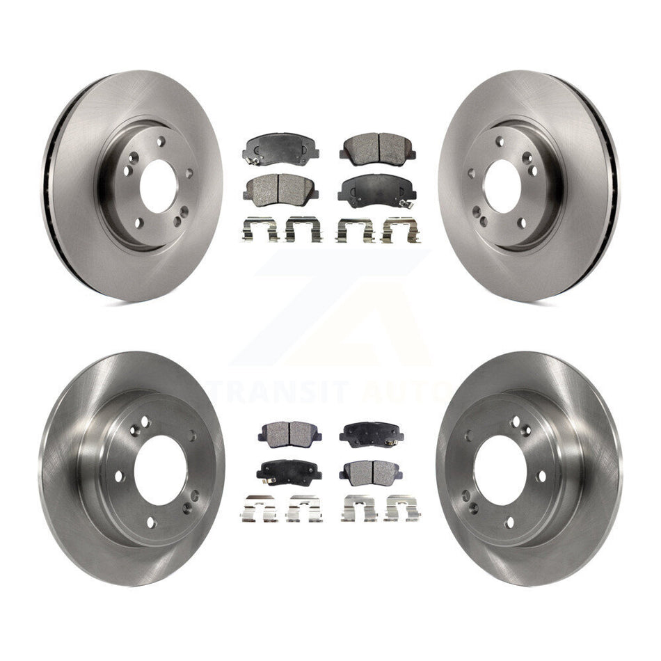 Front Rear Disc Brake Rotors And Semi-Metallic Pads Kit For 2015 Hyundai Veloster Tech RE FLEX SE K8F-101250