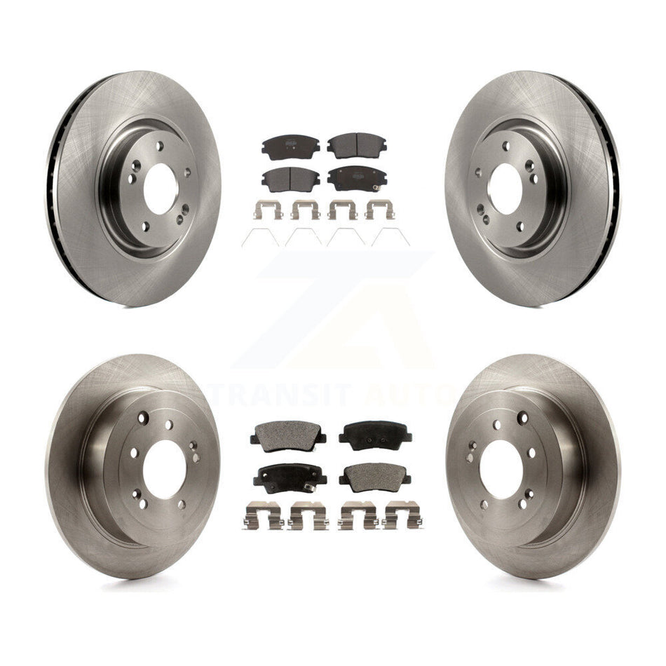 Front Rear Disc Brake Rotors And Semi-Metallic Pads Kit For 2017-2021 Kia Sportage Turbocharged With Manual Parking K8F-101418