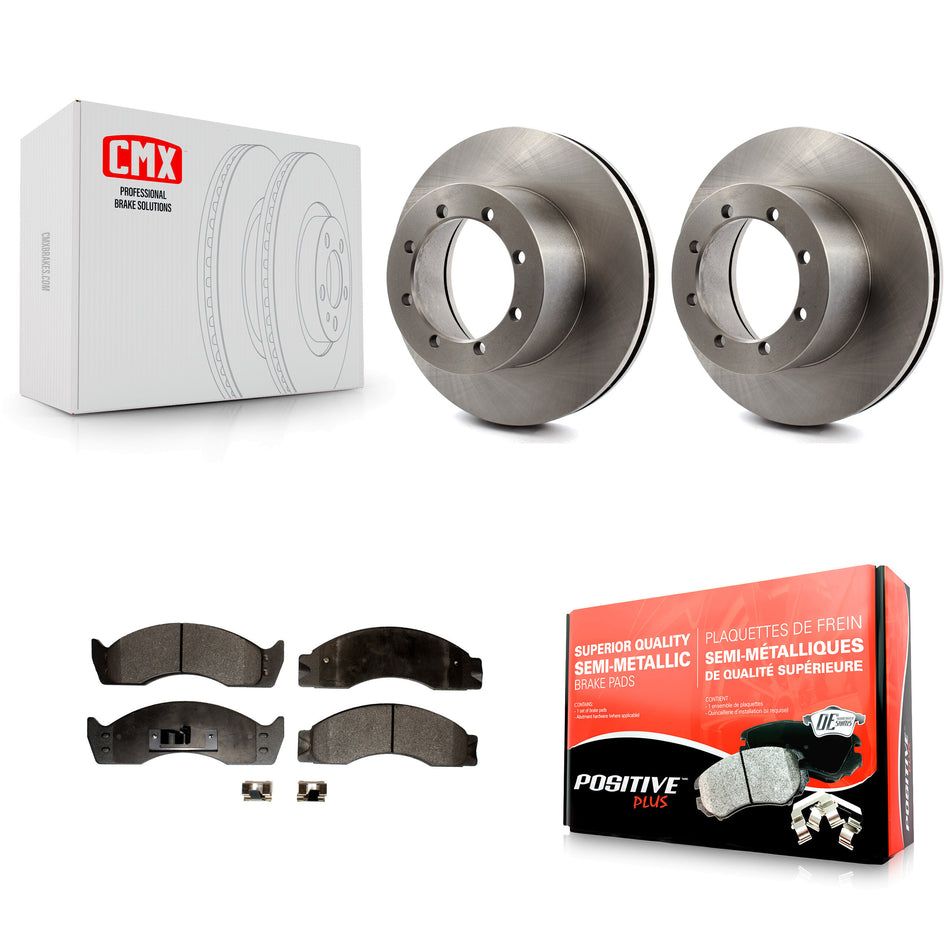 Rear Disc Brake Rotors And Semi-Metallic Pads Kit For Ford E-450 Econoline Super Duty K8F-101580