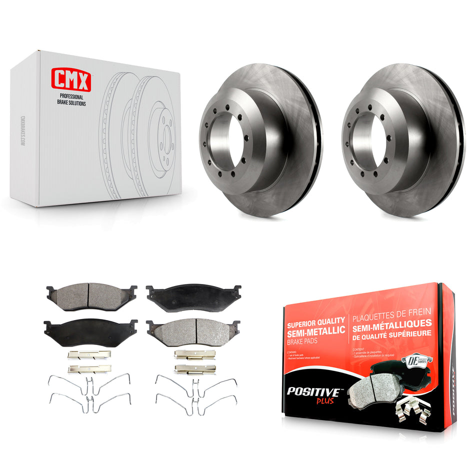 Rear Disc Brake Rotors And Semi-Metallic Pads Kit For Ford F59 E-550 Super Duty F-550 F-450 F-53 Motorhome Chassis Econoline F-59 Commercial Stripped K8F-101582