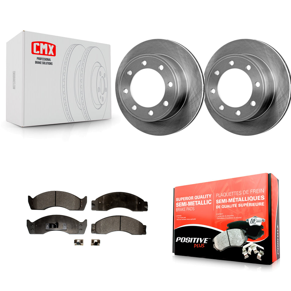 Rear Disc Brake Rotors And Semi-Metallic Pads Kit For Ford E-450 Econoline Super Duty K8F-101583