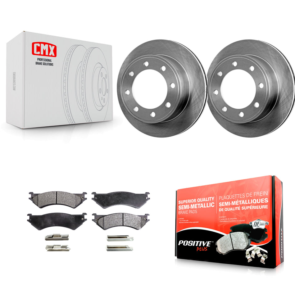 Rear Disc Brake Rotors And Semi-Metallic Pads Kit For Ford E-350 Super Duty E-250 Econoline Club Wagon E-150 K8F-101584