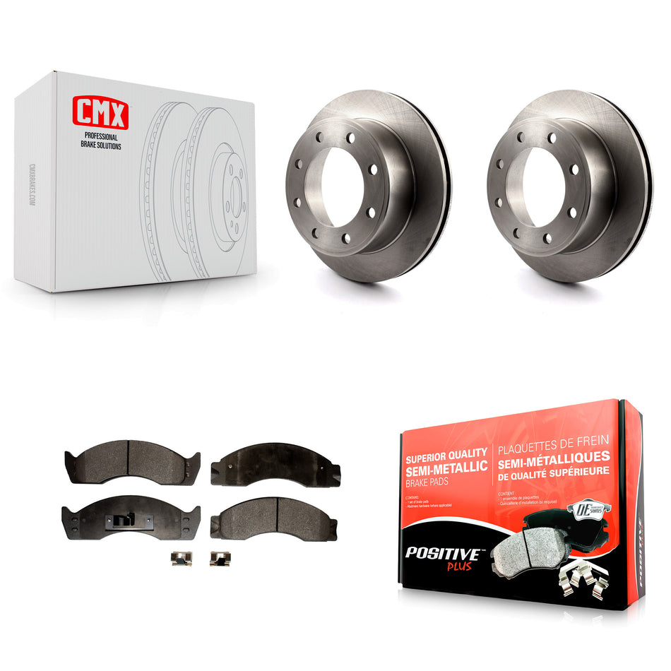 Rear Disc Brake Rotors And Semi-Metallic Pads Kit For 2000-2001 Ford E-450 Econoline Super Duty With Single Wheels Metric Bolt Circle K8F-101585