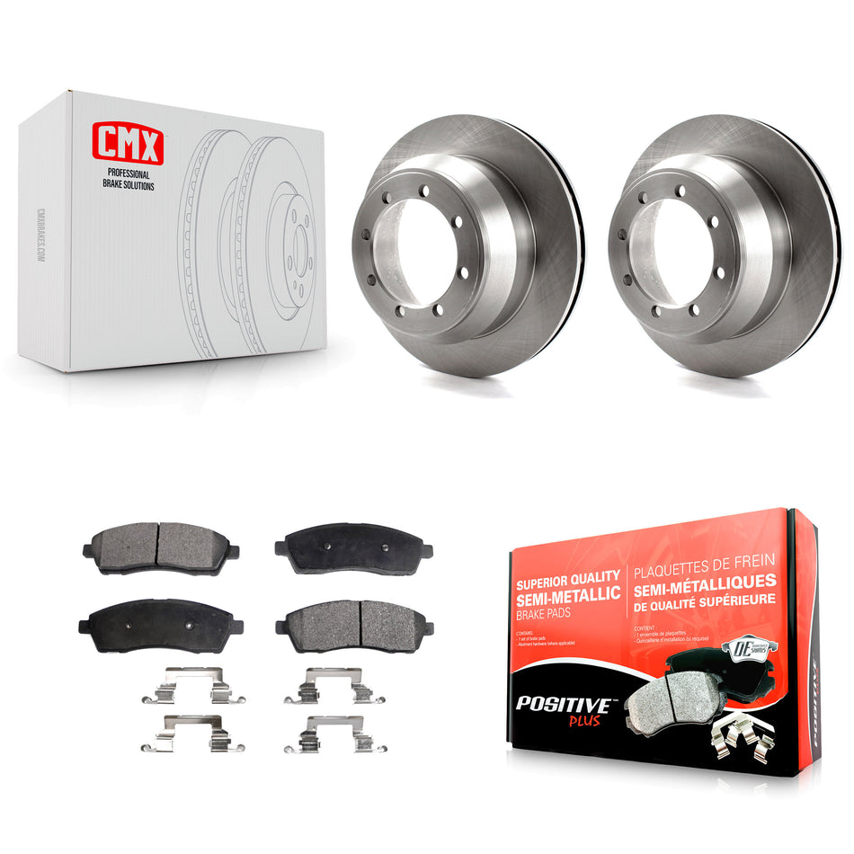 Rear Disc Brake Rotors And Semi-Metallic Pads Kit For 1999-2004 Ford F-350 Super Duty With Dual Wheels K8F-101588