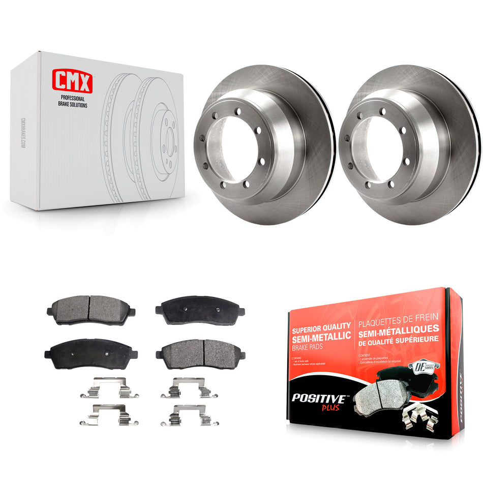 Rear Disc Brake Rotors And Semi-Metallic Pads Kit For 1999-2004 Ford F-350 Super Duty With Dual Wheels K8F-101588