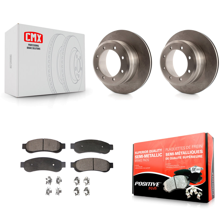 Rear Disc Brake Rotors And Semi-Metallic Pads Kit For 2005-2007 Ford F-350 Super Duty With Dual Wheels K8F-101606