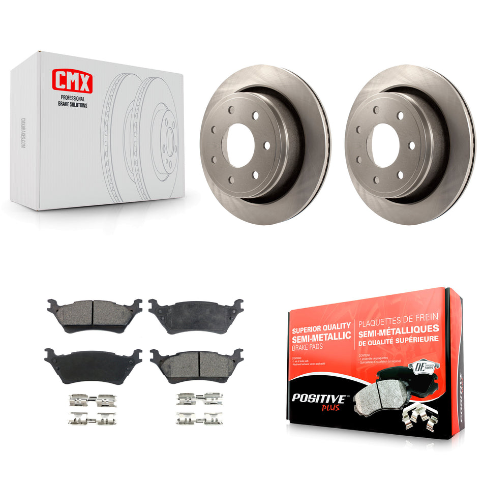 Rear Disc Brake Rotors And Semi-Metallic Pads Kit For 2012-2014 Ford F-150 With 7 Lug Wheels K8F-101627