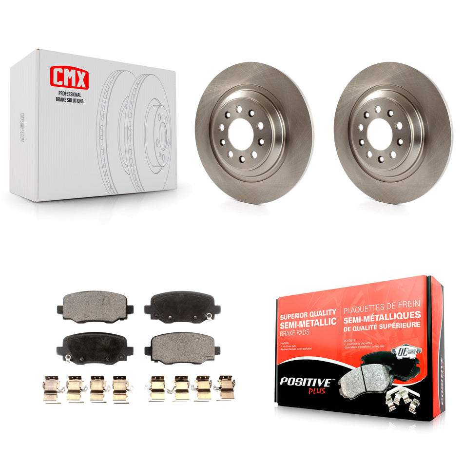 Rear Disc Brake Rotors And Semi-Metallic Pads Kit For 2014-2021 Jeep Cherokee With Dual Piston Front Caliper K8F-101683