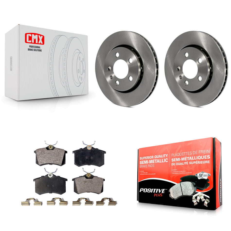 Rear Disc Brake Rotors And Semi-Metallic Pads Kit For Volkswagen Jetta Golf Audi TT Quattro R32 K8F-101758