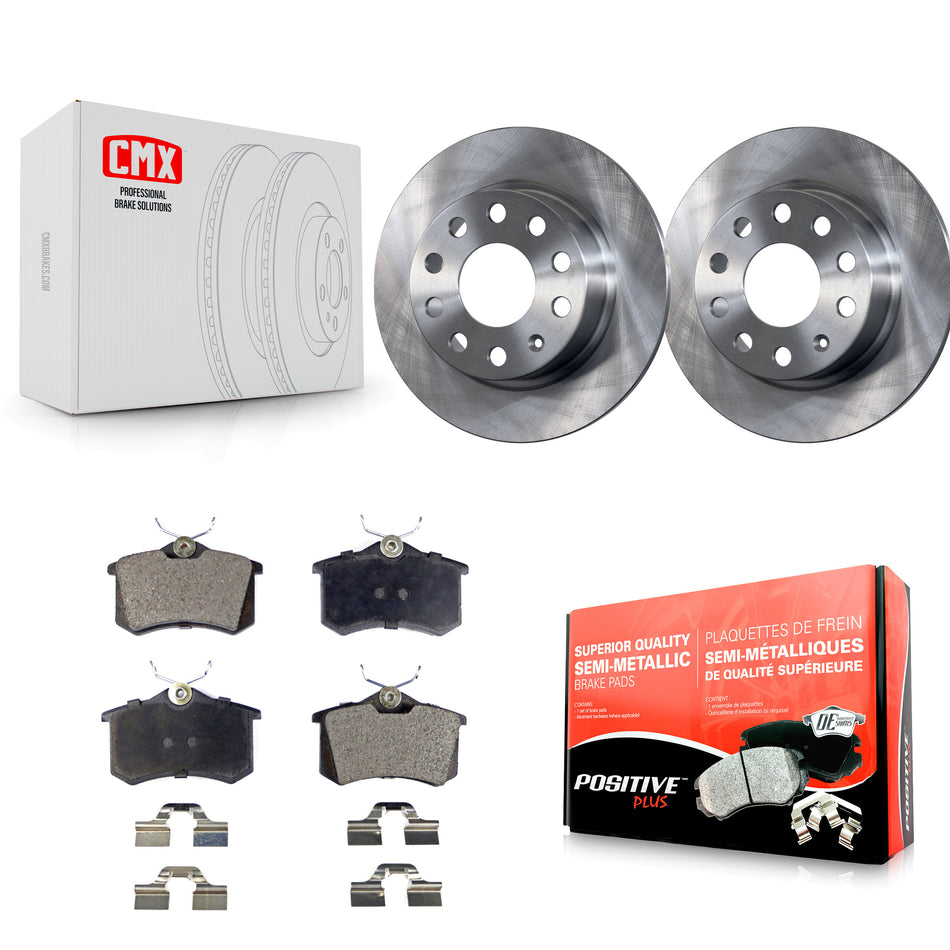 Rear Disc Brake Rotors And Semi-Metallic Pads Kit For 2011 Volkswagen Jetta With 253mm Diameter Rotor K8F-101912