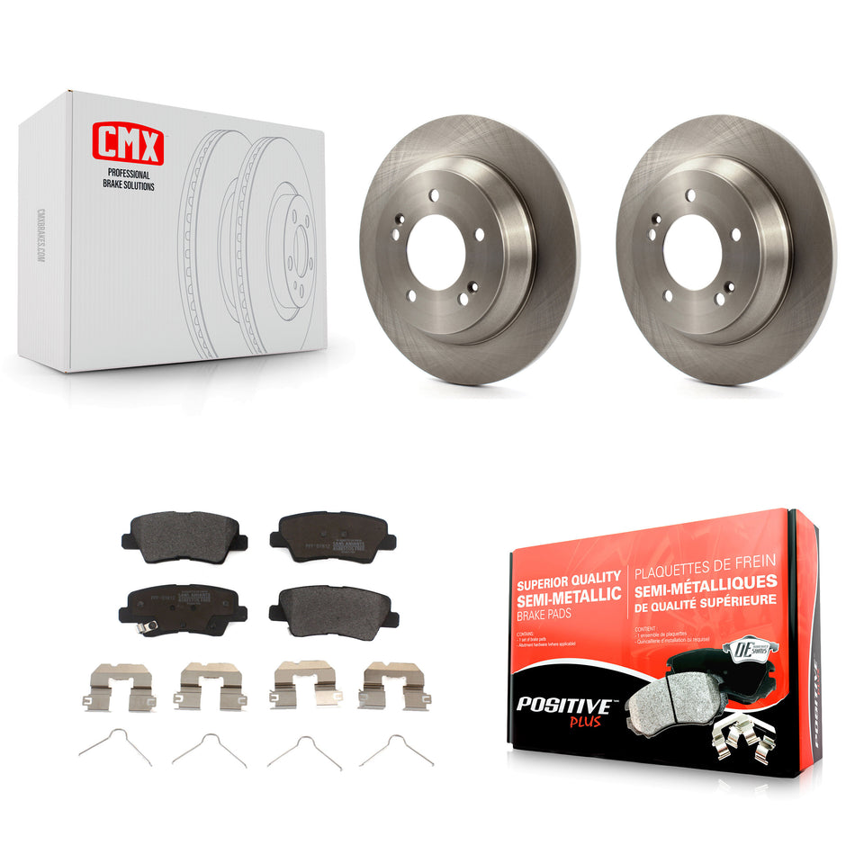 Rear Disc Brake Rotors And Semi-Metallic Pads Kit For 2014-2017 Kia Rondo With Manual Parking K8F-101974