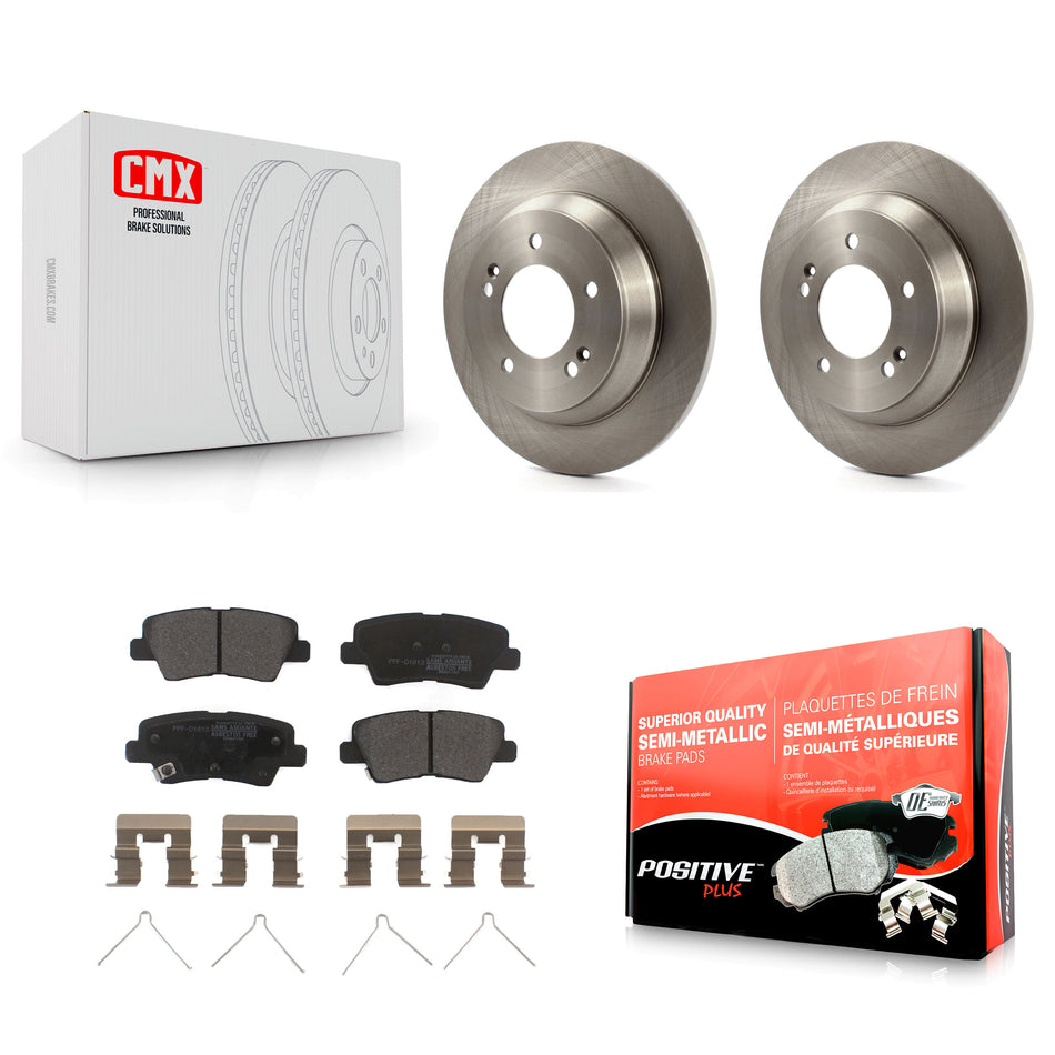 Rear Disc Brake Rotors And Semi-Metallic Pads Kit For 2014-2017 Kia Rondo With Electric Parking K8F-101975